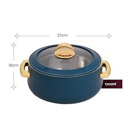 SELVEL Giving Shape to Life! Elegance Glass Lid Casserole | Premium Stainless Steel Insulated Hot Pot | See-Through Lid | Keeps Food Hot & Fresh (1700 ML, Emerald Green) - Image 5