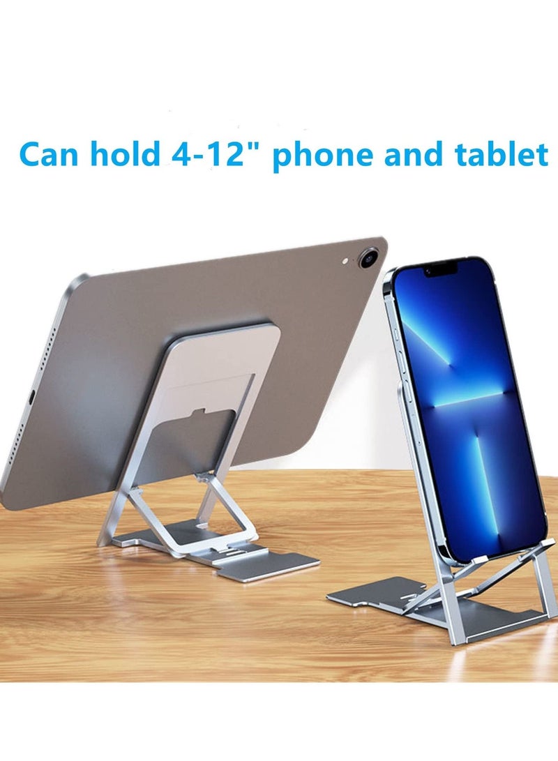 Excefore Ultra Thin Portable Foldable Cell Phone Stand, Adjustable Folding Stand for Travel, Compatible with iPhone, Smartphones, and iPad Tablets (4-12in) (2pc/Black,silvery) - Image 3
