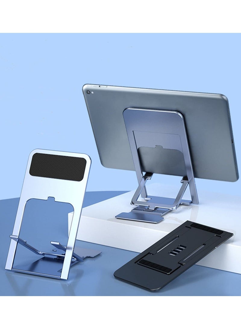 Excefore Ultra Thin Portable Foldable Cell Phone Stand, Adjustable Folding Stand for Travel, Compatible with iPhone, Smartphones, and iPad Tablets (4-12in) (2pc/Black,silvery) - Image 5