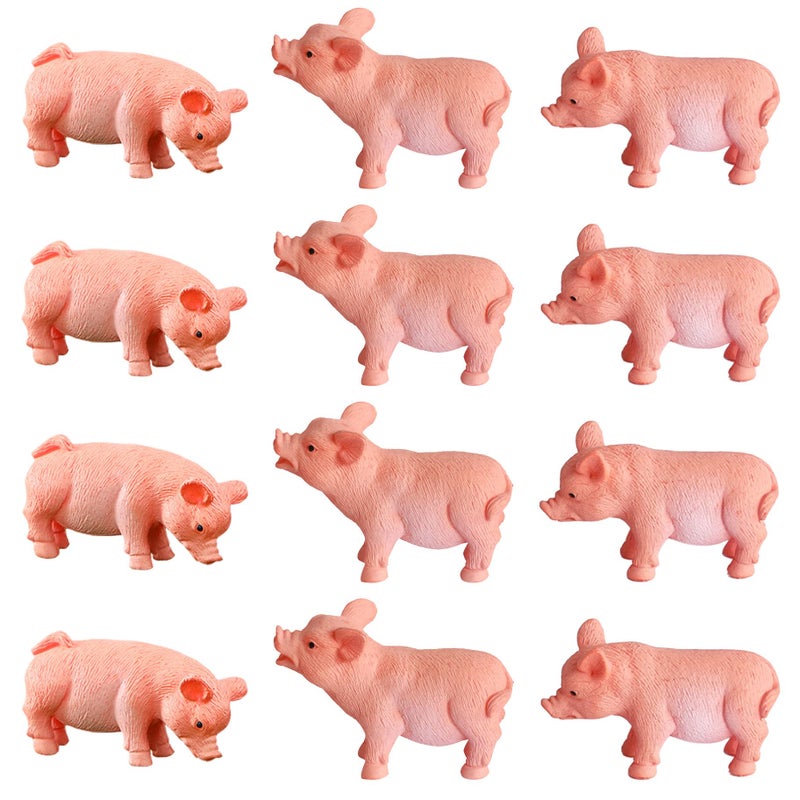 MAOMIA 12Pcs Realistic Pig Figure Animal Toys Set Cake Topper Micro Landscape Decor Fairy Garden Miniature Piggy Figurines Collection Playset for Christmas Birthday Gift Desk Decorations - Image 2