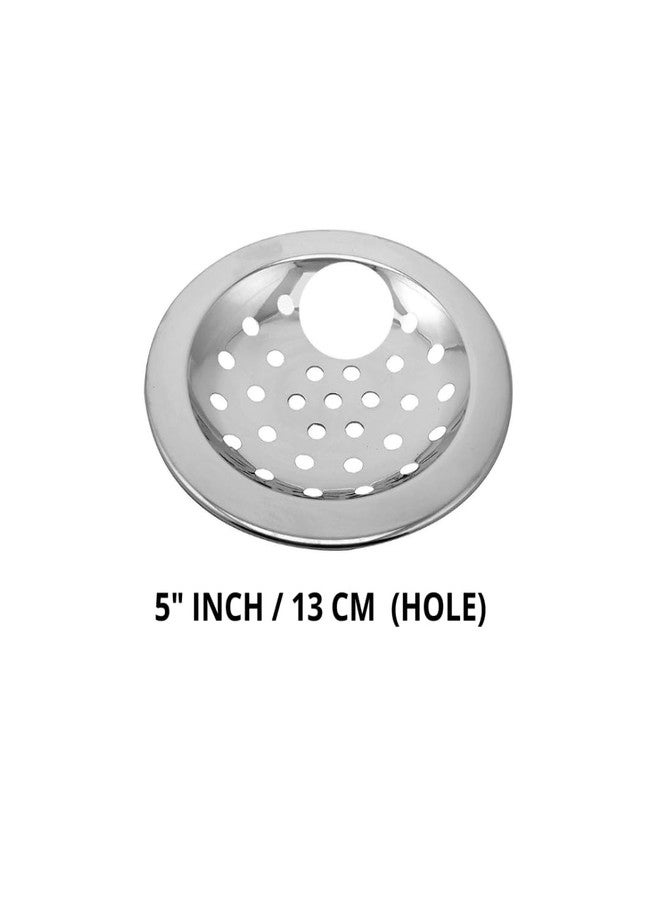 COSWARE 5" Inch Hole Stainless Steel Drain Strainer Chrome Finish Jali for Bathroom & Kitchen (Pack of 2) - Image 2