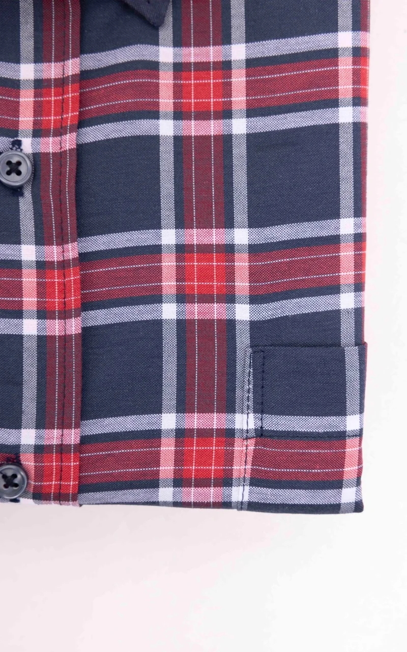 تودورس Plus Size Long Sleeve Plaid Piped Collar Button-Down Men's Shirt