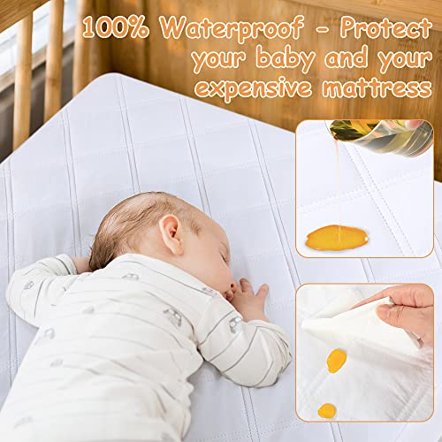 Yoofoss Waterproof Pack and Play Mattress Protector 2 Pack, Quilted Pack and Play Mattress Pad Cover Ultra Soft and Breathable, Playpen/Playard Mattress Sheet for Standard Pack n Play Size 39''x27'' - Image 2