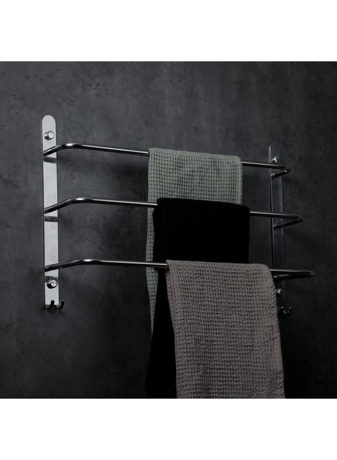 حامل مناشف ثلاثي فضي