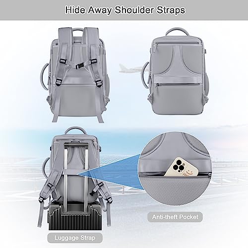 Sinaliy Travel Backpack for Women Men, 40L Carry On Backpack, 17 Inch Laptop Backpack, Waterproof Backpack, College Bookbag, Laptop Backpack, Backpack for Women, as Person Item Flight Approved - Image 3
