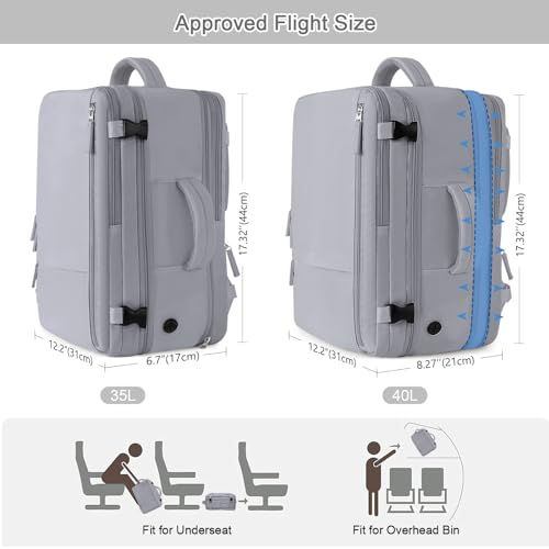 Sinaliy Travel Backpack for Women Men, 40L Carry On Backpack, 17 Inch Laptop Backpack, Waterproof Backpack, College Bookbag, Laptop Backpack, Backpack for Women, as Person Item Flight Approved - Image 2