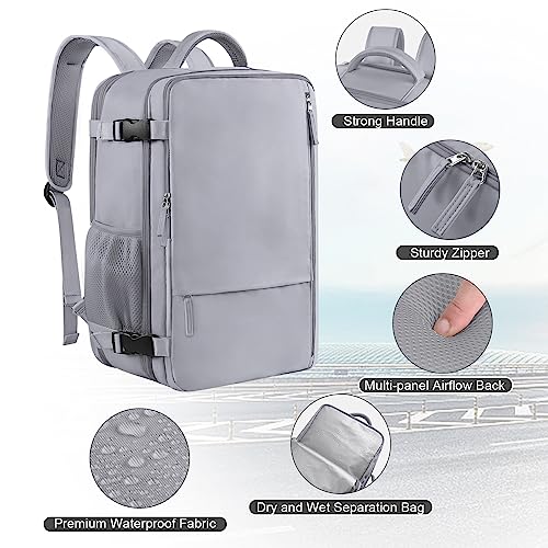 Sinaliy Travel Backpack for Women Men, 40L Carry On Backpack, 17 Inch Laptop Backpack, Waterproof Backpack, College Bookbag, Laptop Backpack, Backpack for Women, as Person Item Flight Approved - Image 4