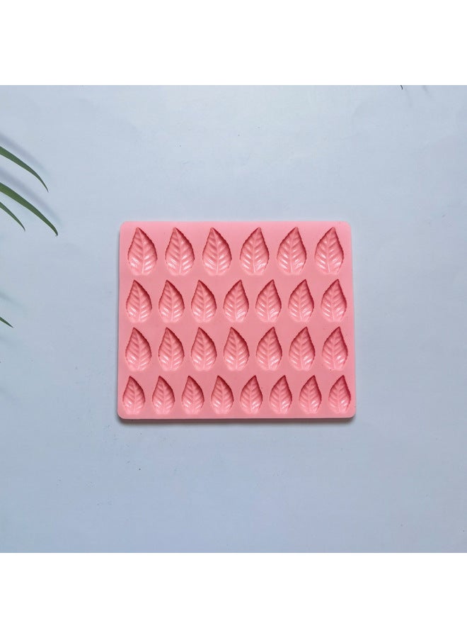 28 Consecutive Leaf Chocolate 543 Silicone Mold Candy Pudding Dessert Mold Baking Utensils-Color:Rice Powder - Image 1