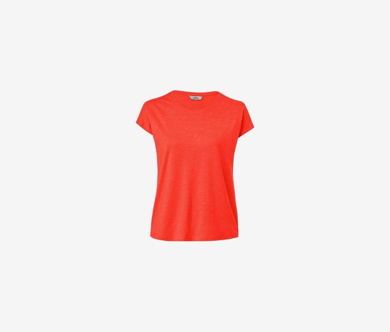 Tchibo Women Round Neck Plain Short Sleeve T-shirt, Orange - Image 2