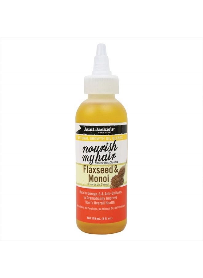 Aunt Jackie's - Natural Growth Oil Blends Nourish My Hair - Flaxseed and Monoi, Improve Hair's Overall Health, Rich in Omega-3 and Anti-Oxidants, 4 oz - Image 1