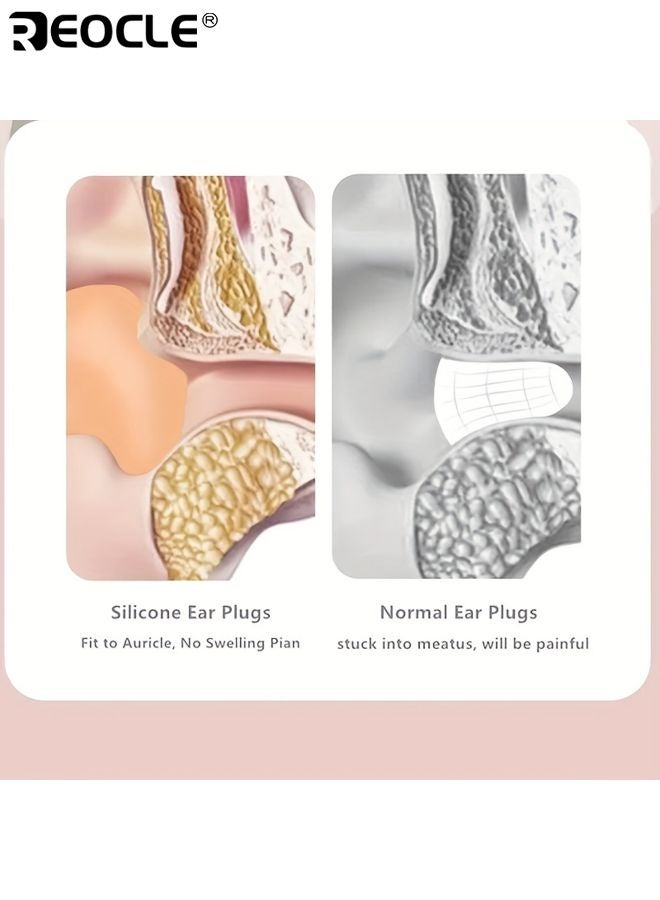 ريوكل ١٢ قطعة سدادات أذن سيليكون قابلة لإعادة الاستخدام سدادات نوم منع الشخير شكل مناسب ناعم مريح تصميم مناسب للسباحة النوم الغوص - Image 5