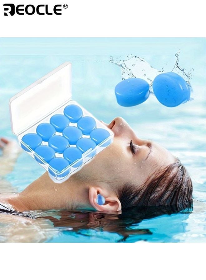 ريوكل ١٢ قطعة سدادات أذن سيليكون قابلة لإعادة الاستخدام سدادات نوم منع الشخير شكل مناسب ناعم مريح تصميم مناسب للسباحة النوم الغوص - Image 1