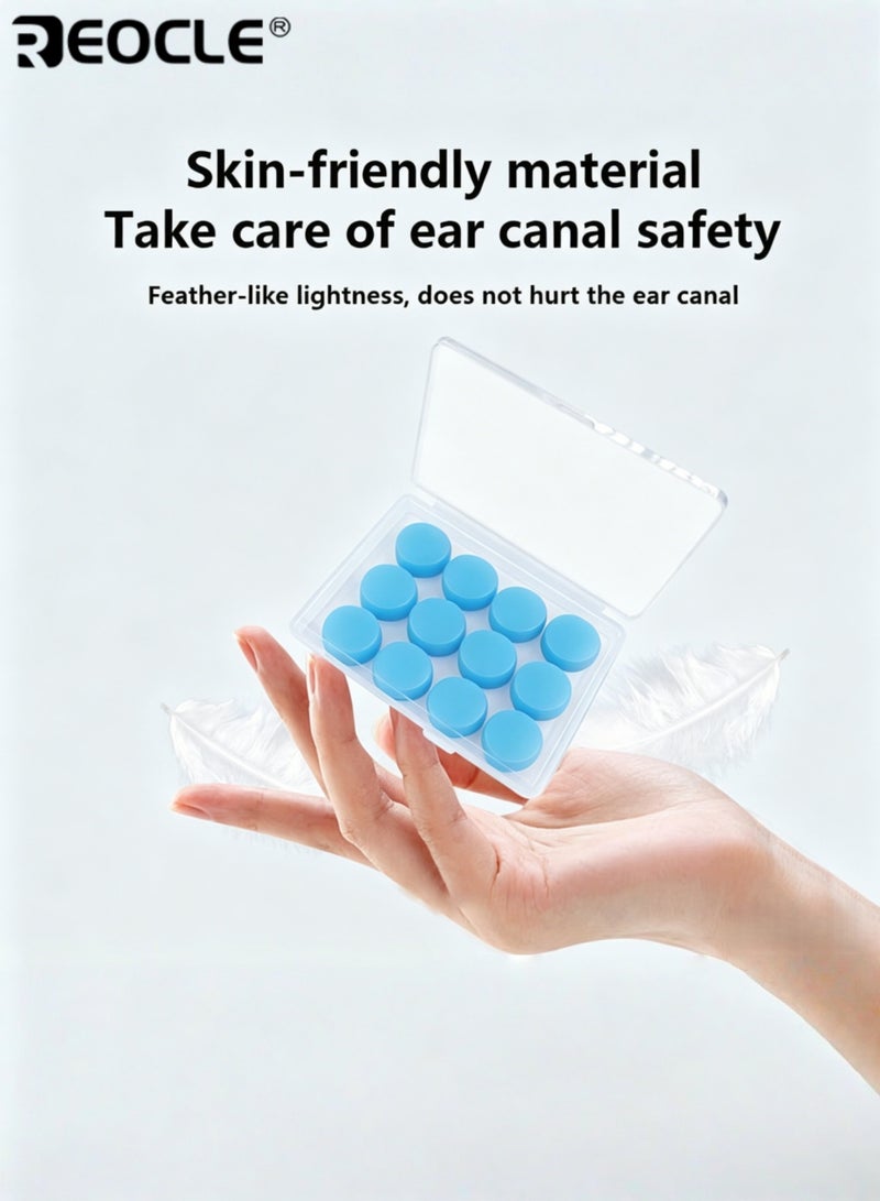 REOCLE 12pcs Reusable Silicone Earplugs Sleep Earplugs Snoring Prevention Shape at Wear Soft Fit Comfortable Design Suitable for Swimming Sleeping Diving - Image 4