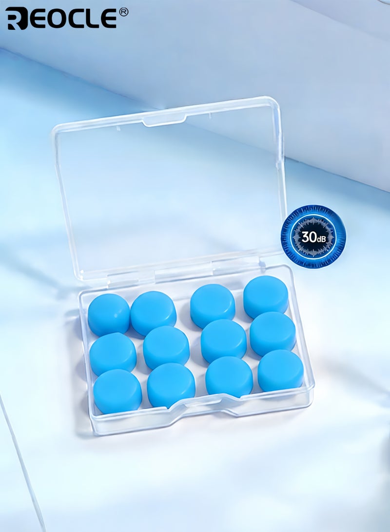 REOCLE 12pcs Reusable Silicone Earplugs Sleep Earplugs Snoring Prevention Shape at Wear Soft Fit Comfortable Design Suitable for Swimming Sleeping Diving - Image 2