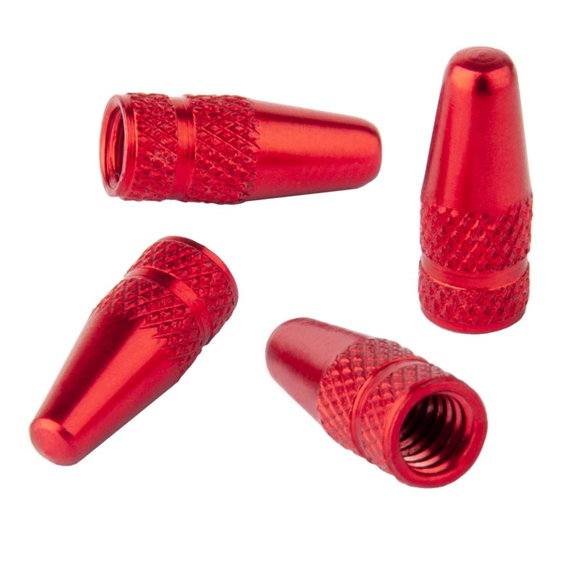 Bike Bits Presta Valve Caps  Anodized Aluminum  Use On PrestaFrench Valves  Designs Bullet Rocket Red Pocket Rocket