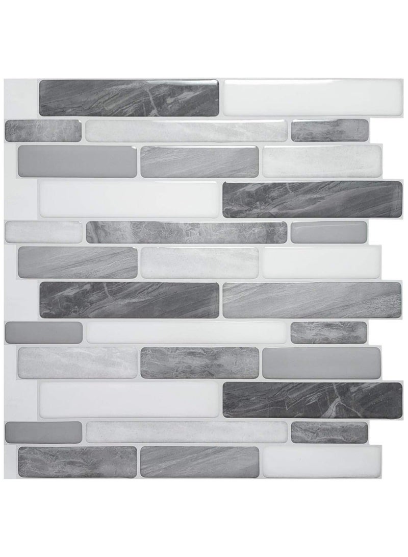 4-Sheet Self Adhesive Backsplash Tiles for Kitchen Bathroom, 12 in. x 12in. Grey Marble Design - Image 1