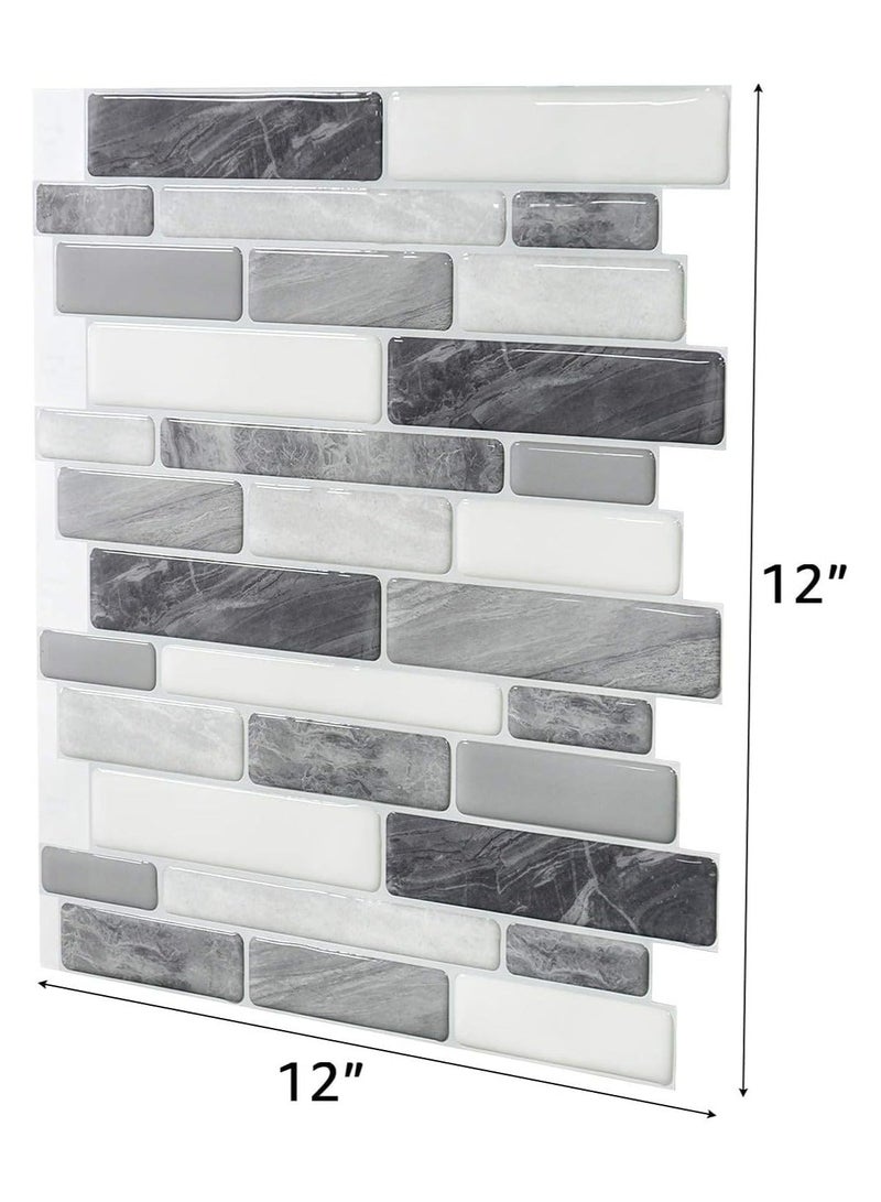 4-Sheet Self Adhesive Backsplash Tiles for Kitchen Bathroom, 12 in. x 12in. Grey Marble Design - Image 5