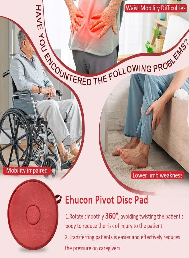 Ehucon Pivot Disc and Patient Transfer Board-Turning Devices for Elderly and Disabled,Pregnant Woman,Slide Boards Aid,Swivel Cushion 360 Degree Rotating Seat Cushion for Direction Change 15.7"Dia (Red) - Image 2