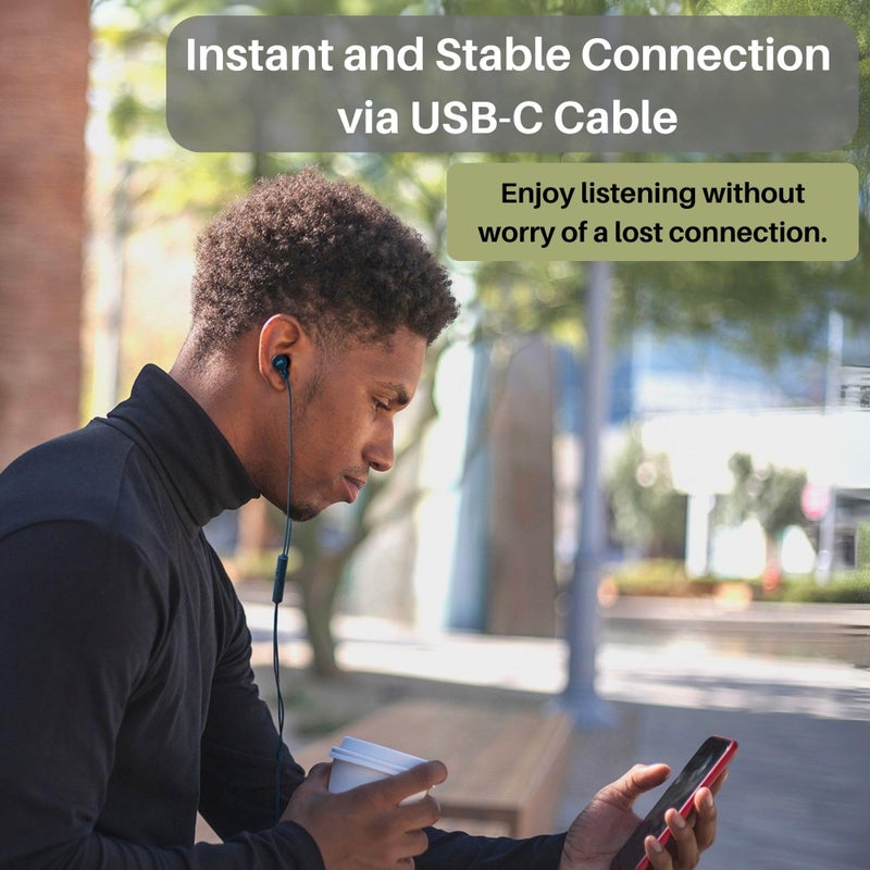JVC Wired USB-C Earbuds - Noise Isolation - DAC - Hi-Res Audio - Built-in Mic with Mute - Comfortable Silicone Ear Tips - 3 Button Remote â€“ Plug & Play - HAFR29UC - Image 2