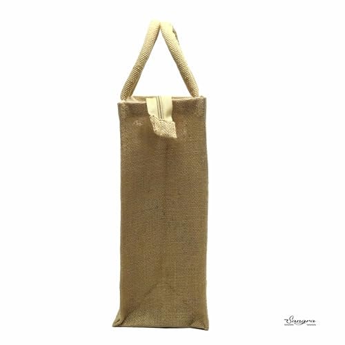 Sangra Multicolor Jute Lunch Bags for Men & Women – Small, Zippered with Handle (Set of 2) (Flamingo) - Image 4