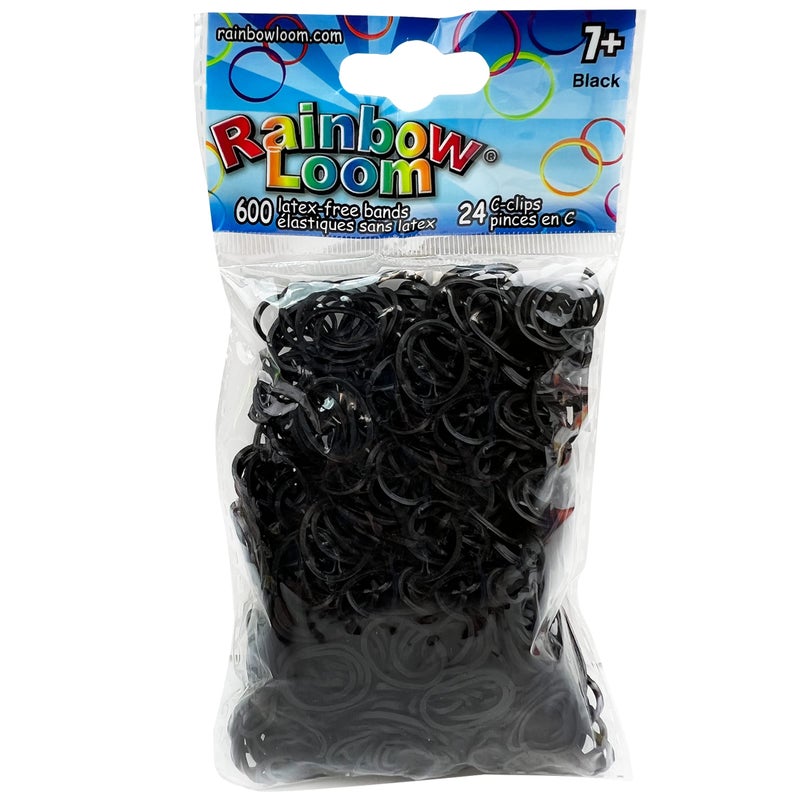 Rainbow LoomÂ® Black Rubber Bands with 24 C-Clips (600 Count) - Image 1