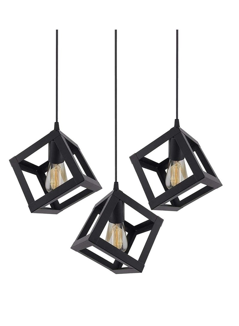 مصباح سقف معلق على شكل مكعب معدني عتيق من SL Light (أسود) - Image 1