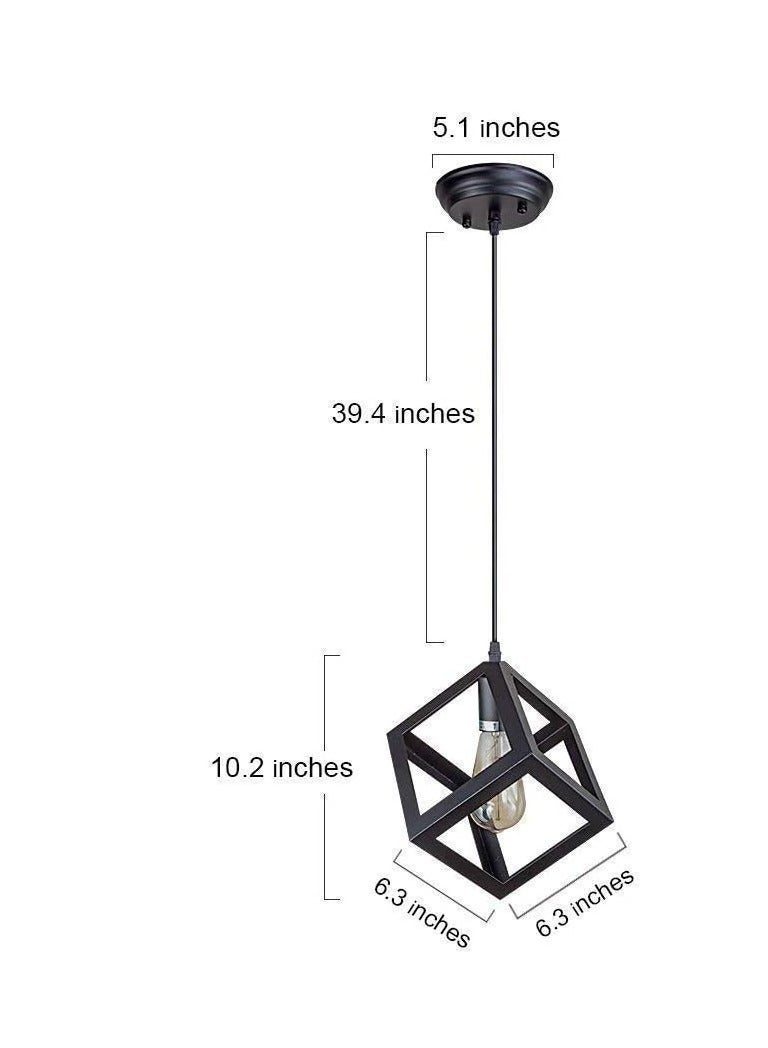 مصباح سقف معلق على شكل مكعب معدني عتيق من SL Light (أسود) - Image 5