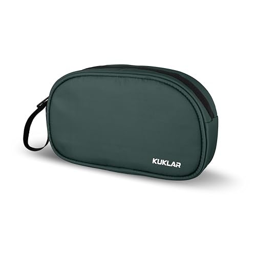 KUKLAR Premium Travel Pouch Multipurpose Carry Bag for Toiletries Cables Stationery Pencil Pouch and Daily Essentials Lightweight with Zipper for Travel School (Dark Green) - Image 4
