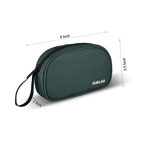 KUKLAR Premium Travel Pouch Multipurpose Carry Bag for Toiletries Cables Stationery Pencil Pouch and Daily Essentials Lightweight with Zipper for Travel School (Dark Green) - Image 5