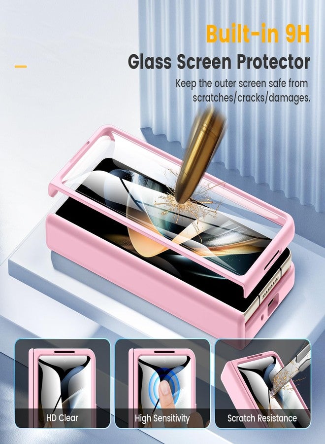 Caka جراب Caka لهاتف سامسونج جالاكسي زد فولد 4 [متوافق مع MagSafe] [حماية للمفصلات] [واقي شاشة مدمج عالي الدقة] غطاء هاتف مغناطيسي صلب شفاف مقاوم للصدمات لهاتف فولد 4 - وردي - Image 5