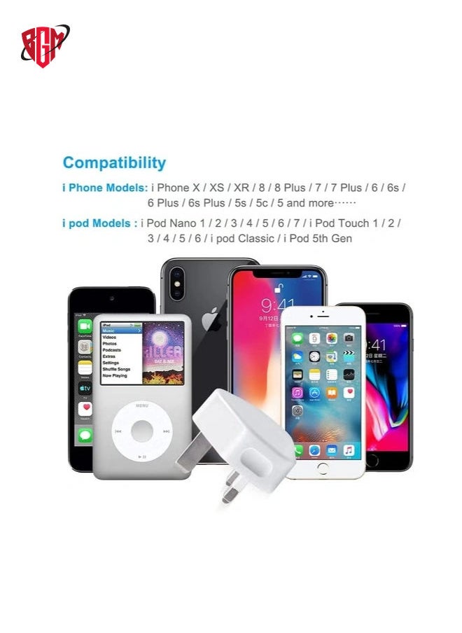BGM - 5V 1A USB Charger Cable and Plug Compatible for iPhone 5S/6/6S/6 Plus/6S Plus/7/7 Plus/8/8 Plus/XS/X/XS Max/11/XR/iPod - Image 1