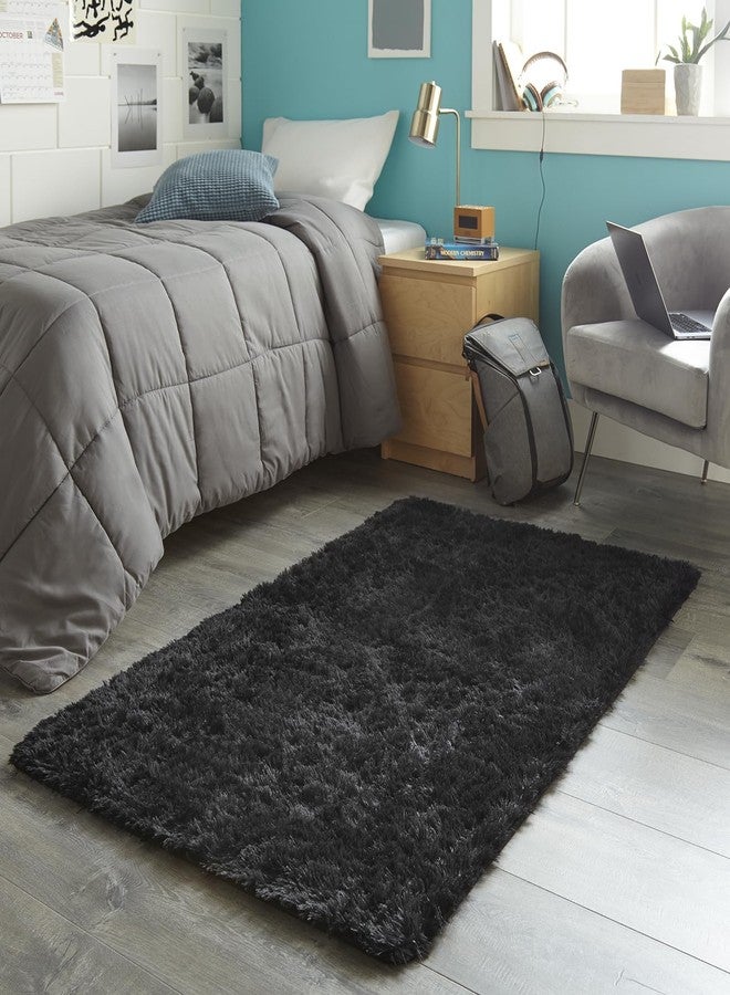 Ophanie 3x5 Black Rugs for College Dorm, Bedroom Small Area Rug, Non-Slip Fluffy Shaggy Bedside Soft Shag Fuzzy Plush Carpet for Kids Boys Teen Home Decor Aesthetic, Nursery - Image 5