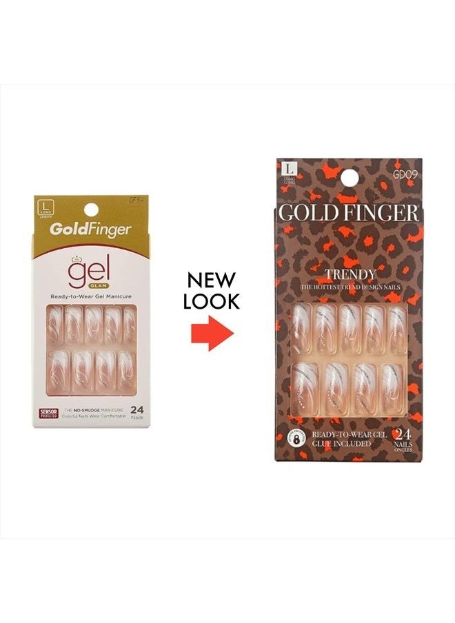 Goldfinger Gold Finger Full Cover Nails Gel Glam Ready to Wear Gel Manicure Long Nails  - Image 2