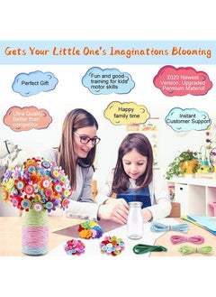 YelaJoy Children's Flower Craft Set Making Your Own Bouquet with Buttons and Felt Flowers Children's Vase Art Toys and Craft Projects the Most Popular Diy Activity Gift for Boys and Girls  - Image 2