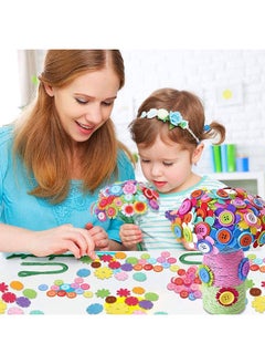 YelaJoy Children's Flower Craft Set Making Your Own Bouquet with Buttons and Felt Flowers Children's Vase Art Toys and Craft Projects the Most Popular Diy Activity Gift for Boys and Girls  - Image 3