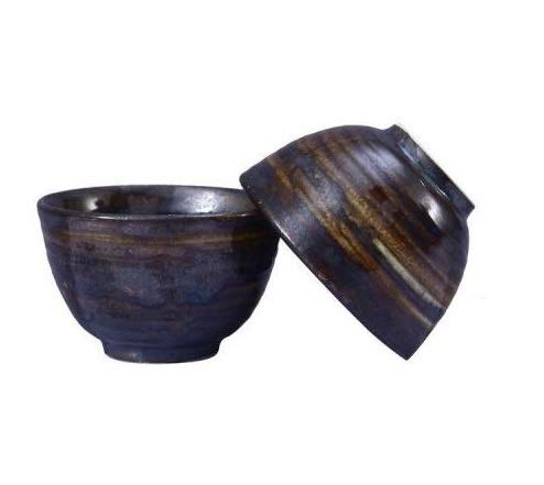Caffeine Caffeine Ceramic Handmade Wooden Brown Dessert BowlSet of 2 - Image 1