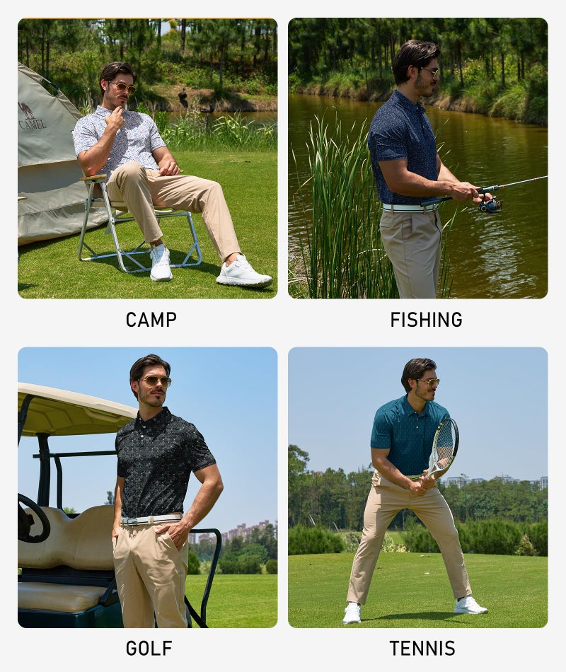 ZITY 5 Pack Mens Golf Shirt Short Sleeve UPF 50+ Moisture Wicking Performance Print Patterns Casual Golf Polo Shirts for Men Blackishgreen Tealblue Lightblue Navy Colorfuldots X-Large - Image 2