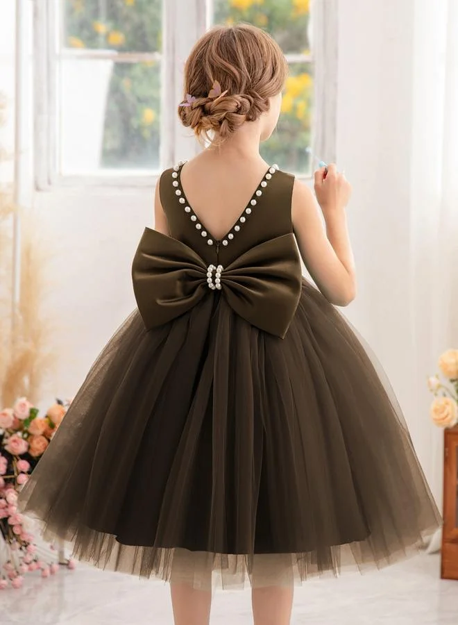 تايك تو فستان بناتي بفيونكة ولؤلؤ