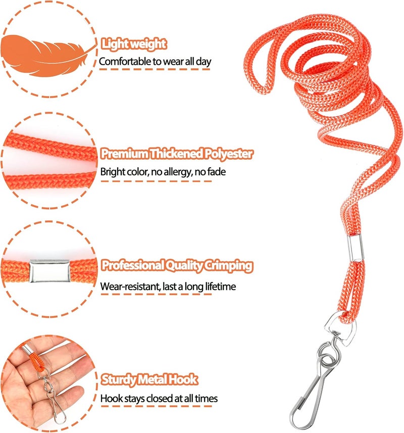 COTODO ID Orange Lanyards Safety Badge Lanyard 36" with Swivel Hook 100 Pack - Image 4