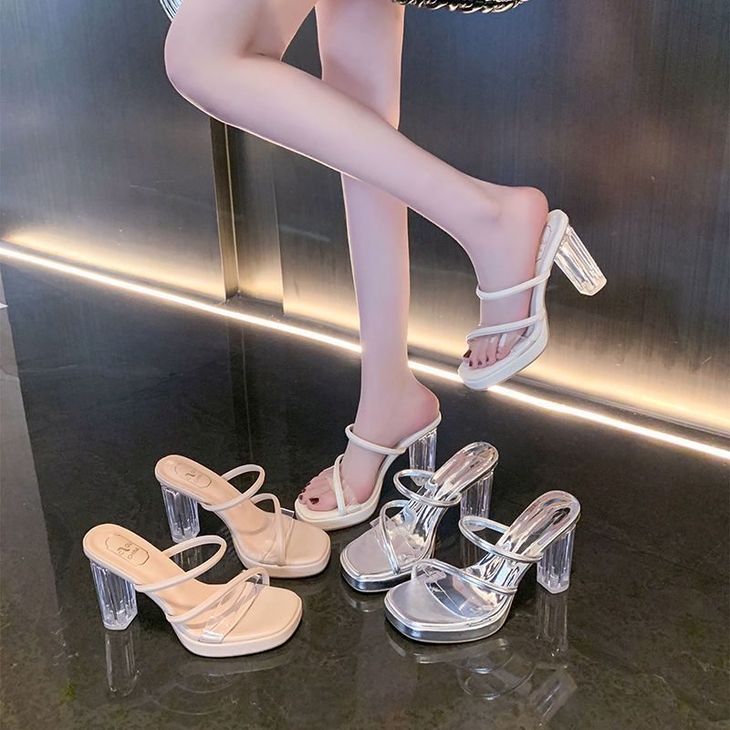 Style With Skirt All-Match Fried Street High Appearance Value Women'S Single Shoes Soft Bottom Not Tired Feet Increased Temperament High Heel Slippers - Image 2