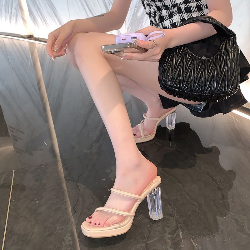 Style With Skirt All-Match Fried Street High Appearance Value Women'S Single Shoes Soft Bottom Not Tired Feet Increased Temperament High Heel Slippers - Image 5