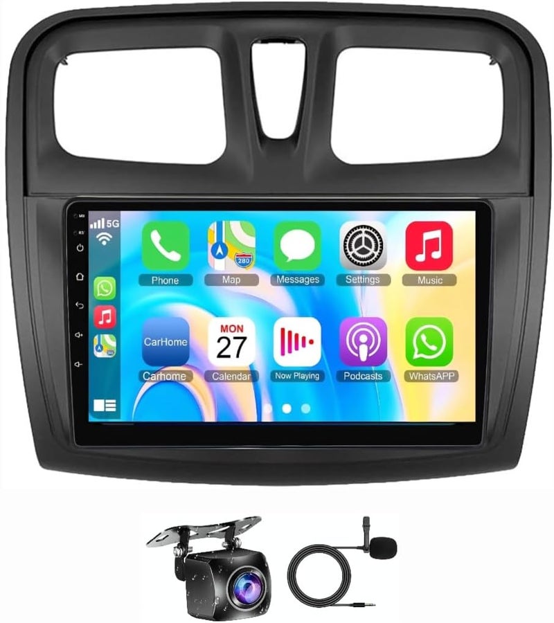 Vierex Fit Renault Sandero Car Stereo symbol Android Screen Logan 2 2012-2019, Wireless CarPlay, Android Auto, GPS Navigation, BT, WiFi, Backup Camera (2+32GB Carplay 4CORE) - Image 1