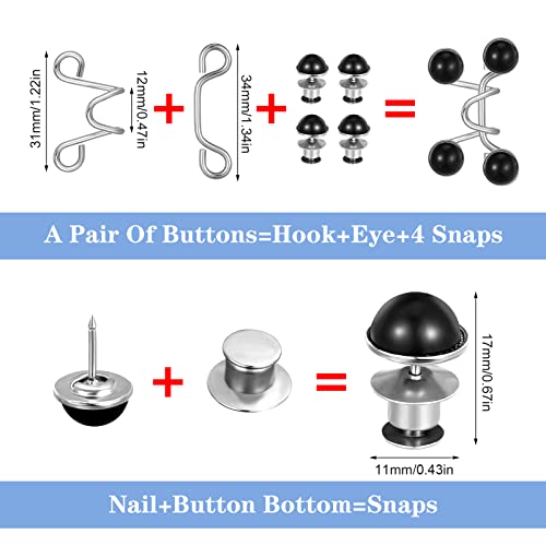 XINRUI 36 Pieces Pant Waist Tightener Adjustable Jean Buttons Pins for Loose Jeans, No Sewing Required Jean Buttons Waistband Extenders Pants Clips Fit Instant Button - Image 2