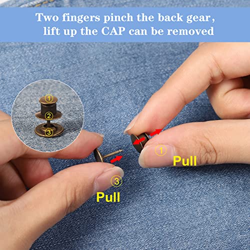 XINRUI 36 Pieces Pant Waist Tightener Adjustable Jean Buttons Pins for Loose Jeans, No Sewing Required Jean Buttons Waistband Extenders Pants Clips Fit Instant Button - Image 3