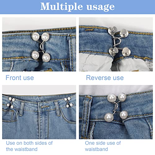XINRUI 36 Pieces Pant Waist Tightener Adjustable Jean Buttons Pins for Loose Jeans, No Sewing Required Jean Buttons Waistband Extenders Pants Clips Fit Instant Button - Image 4