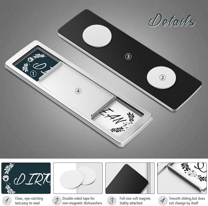 Cimkiz Dishwasher Magnet Clean Dirty Sign Shutter Only Changes When You Push It Non-Scratching Strong Magnet or 3M Adhesive Options Indicator Tells Whether Dishes are Clean or Dirty (Deepblue) - Image 3