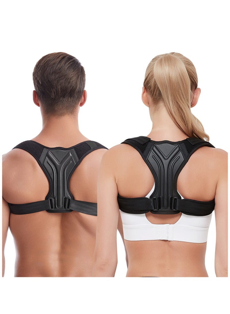 Zikra Adjustable Posture Corrector with Back Correction Strap for Neck and Shoulder Pain Relief - Ideal for Men, Women, Elderly, and Teens (1PC Black, Size L) - Image 1
