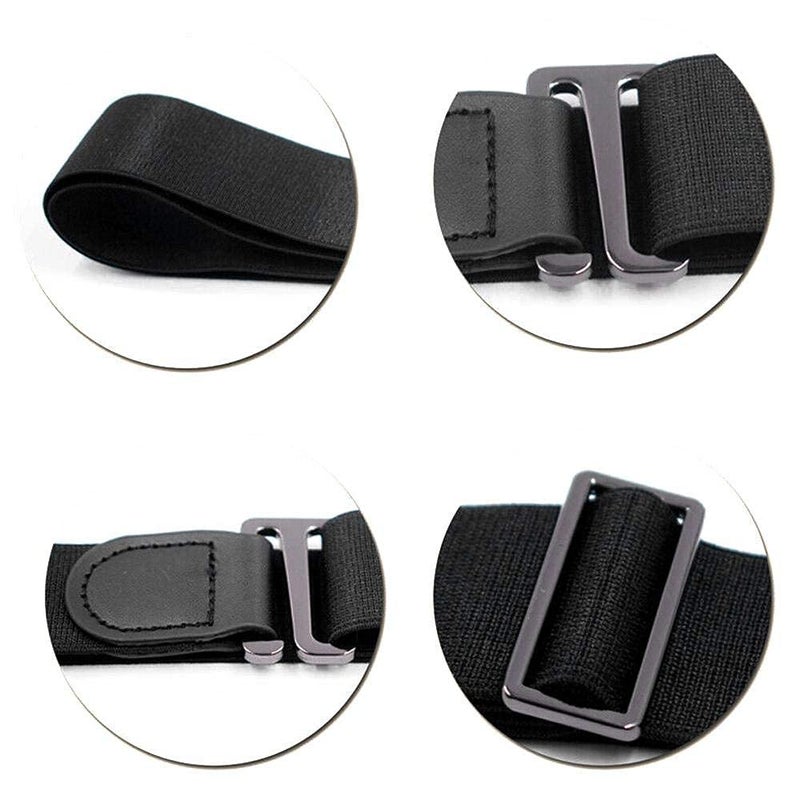 Ronest Unisex Shirt Tucker Stays Lock Belt Strap Adjustable Elastic Wrinkle-Free Non-Garters Stay Clamps holder Keeps [Black, Free size] - Image 3