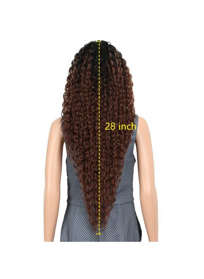 جويدر باروكة أمامية من الدانتيل بلون بني أومبير بطول 28 بوصة، باروكة صناعية صغيرة مجعدة ومموجة للنساء ذوات البشرة السوداء، كثافة 130% (Tt1B/33) - Image 2