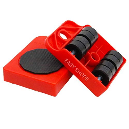 EASY SHOPE PVC and ABS Plastic Furniture Transport Set Lift & Roll Lever & Castor Appliance Set- Red - Image 3